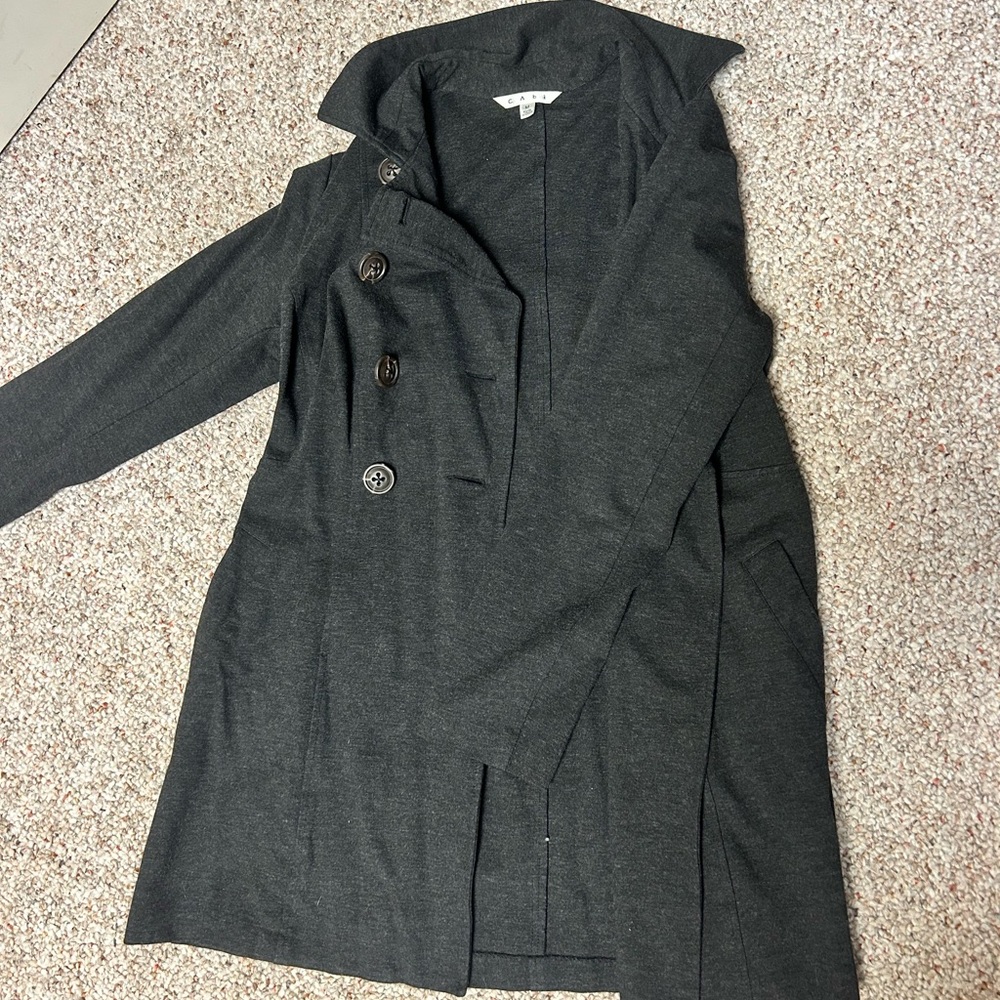 Stylish Dark Gray Coat with Button Details